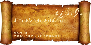 Ördögh Jolán névjegykártya
