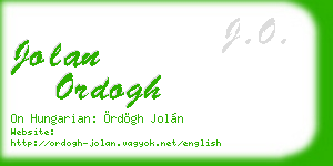 jolan ordogh business card